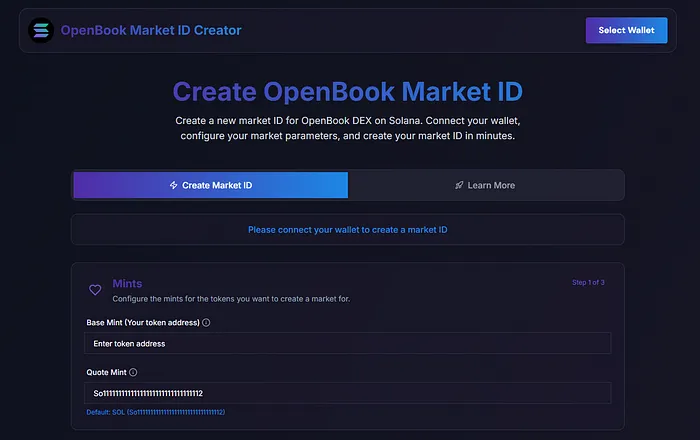 Create OpenBook Market ID